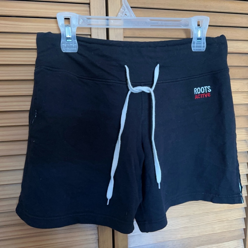 Roots Woman Black Cotton Gym Shorts